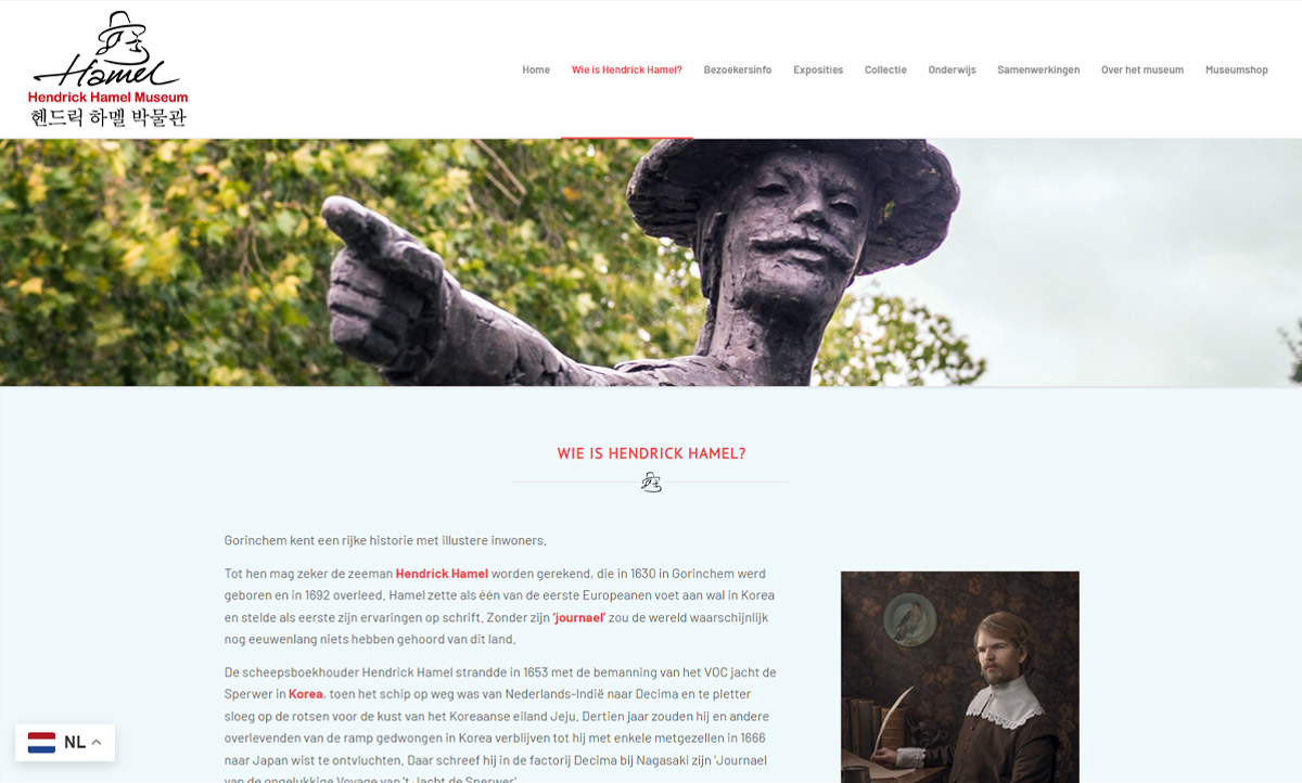 screenshot website Hendrick Hamel Museum