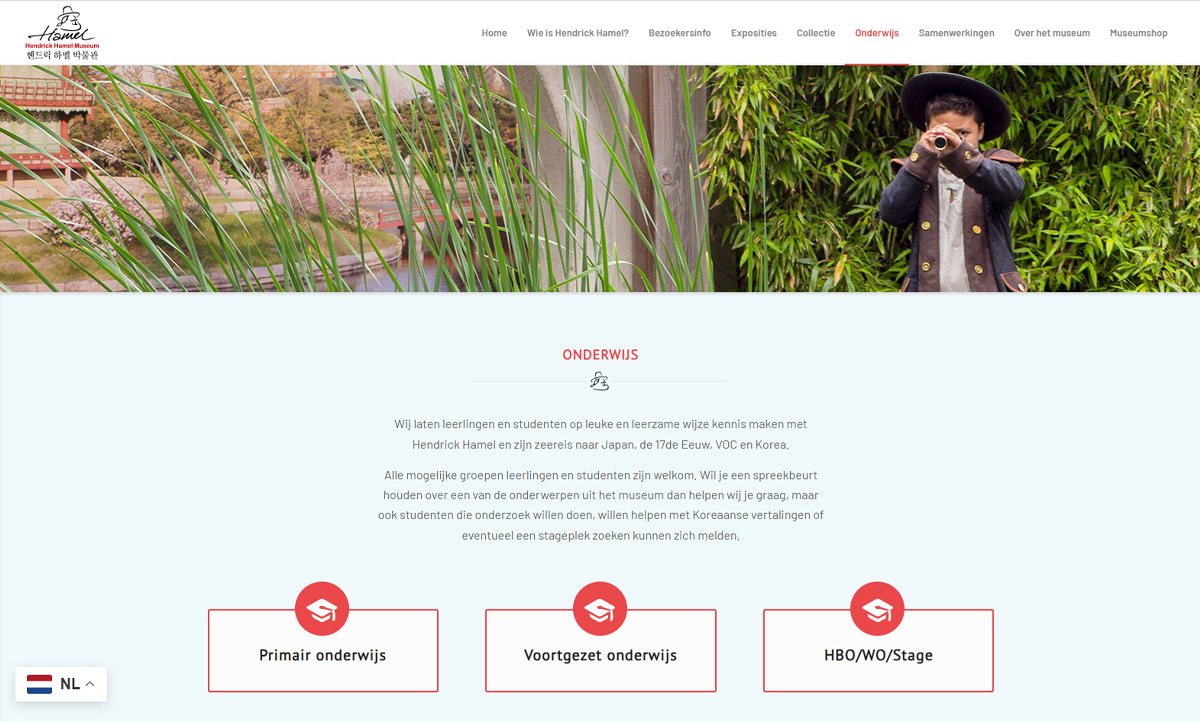 screenshot website Hendrick Hamel Museum