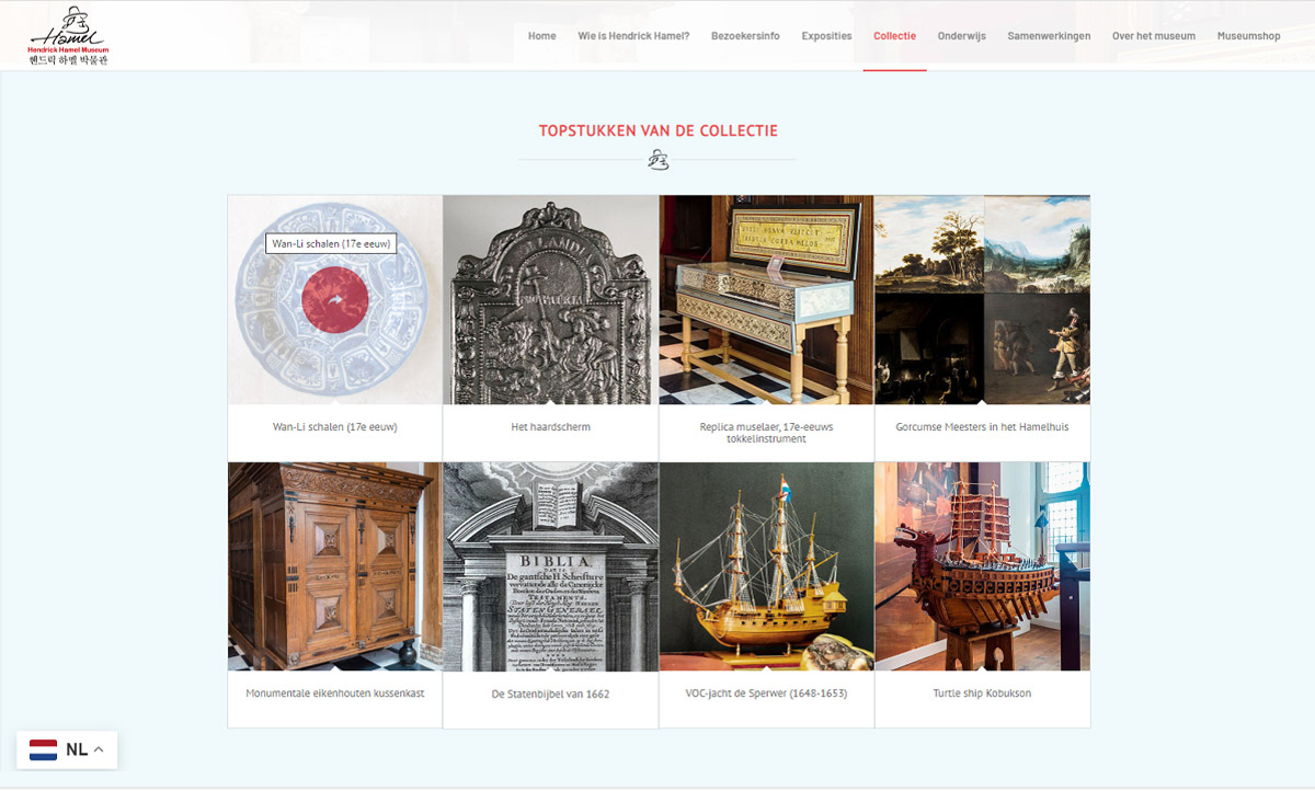 screenshot website Hendrick Hamel Museum screenshot website Hendrick Hamel Museum