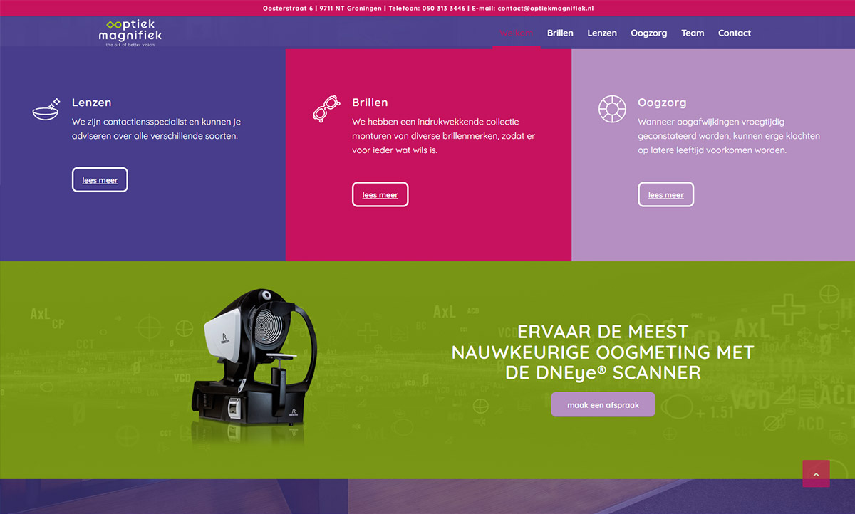screenshot website Optiek Magnifiek
