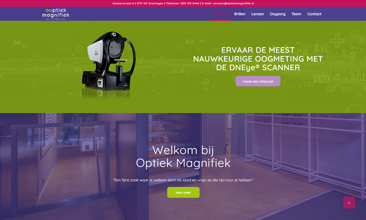 screenshot website Optiek Magnifiek screenshot website Optiek Magnifiek