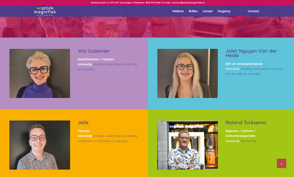 screenshot website Optiek Magnifiek