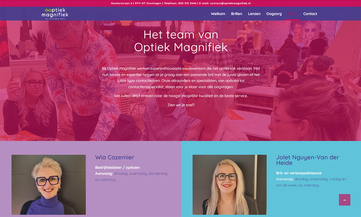 screenshot website Optiek Magnifiek