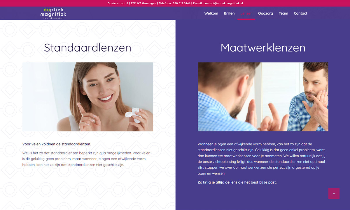 screenshot website Optiek Magnifiek