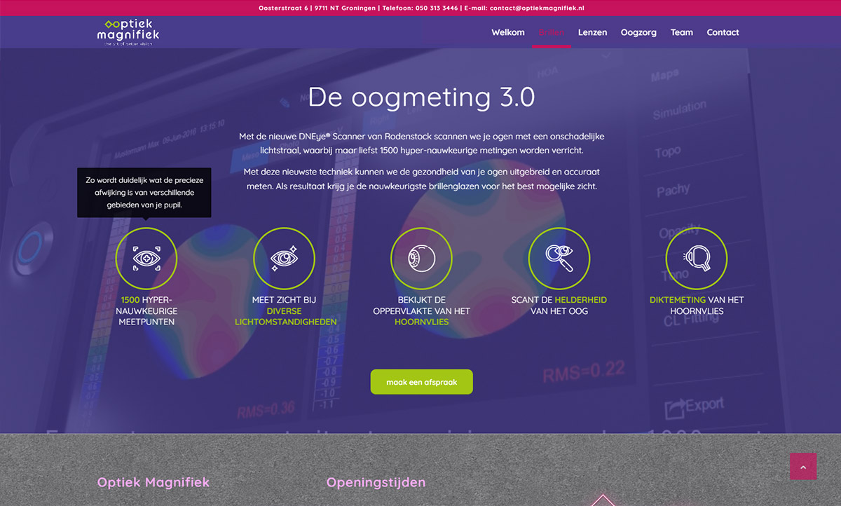 screenshot website Optiek Magnifiek