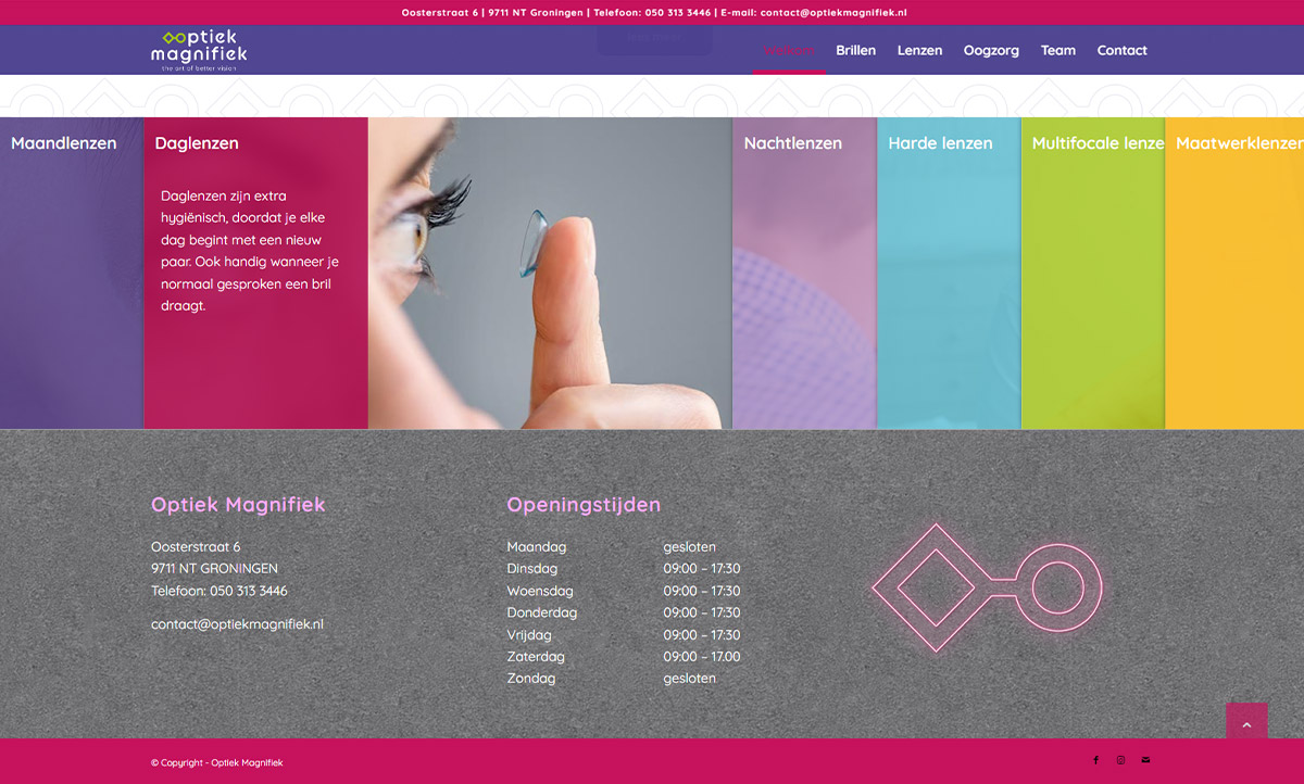 screenshot website Optiek Magnifiek