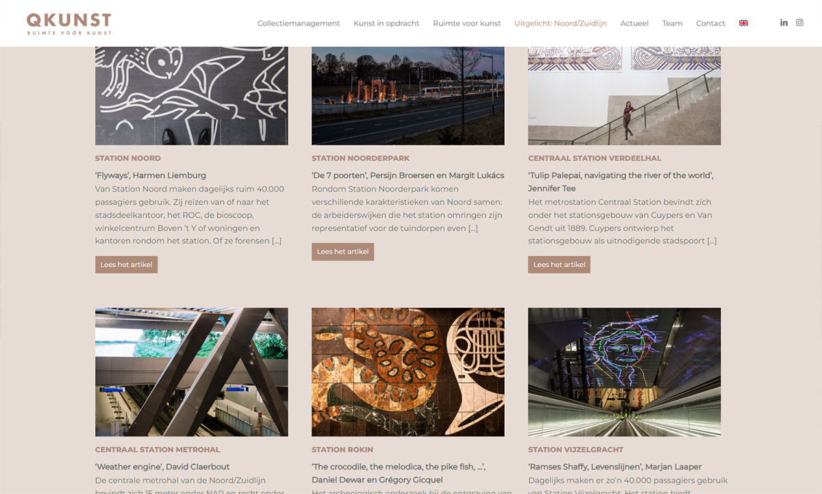 screenshot website QKunst