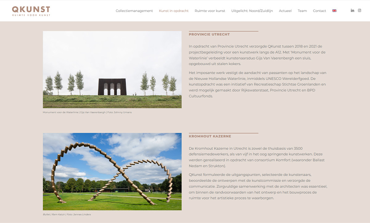 screenshot website QKunst screenshot website QKunst