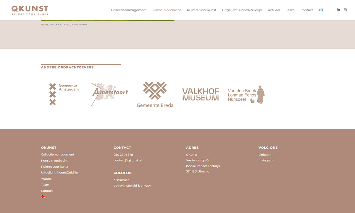 screenshot website QKunst screenshot website QKunst