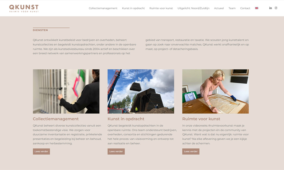 screenshot website QKunst