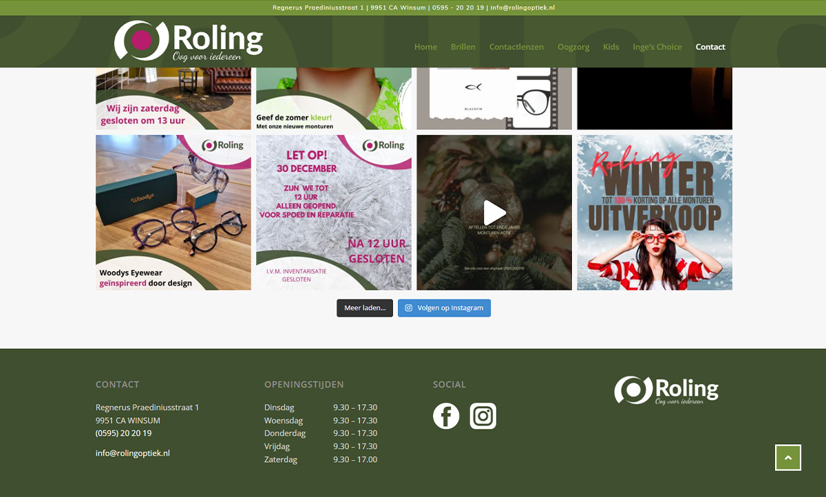 screenshot website Roling Optiek screenshot website Roling Optiek