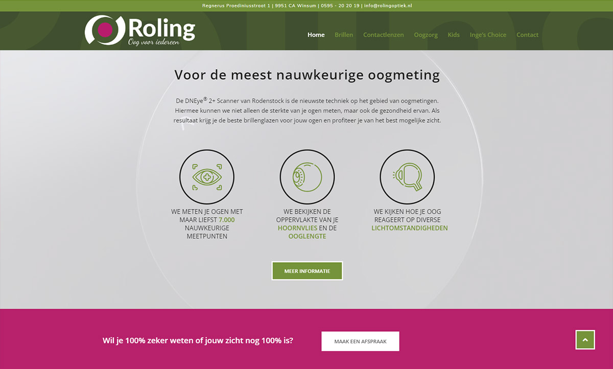 screenshot website Roling Optiek screenshot website Roling Optiek