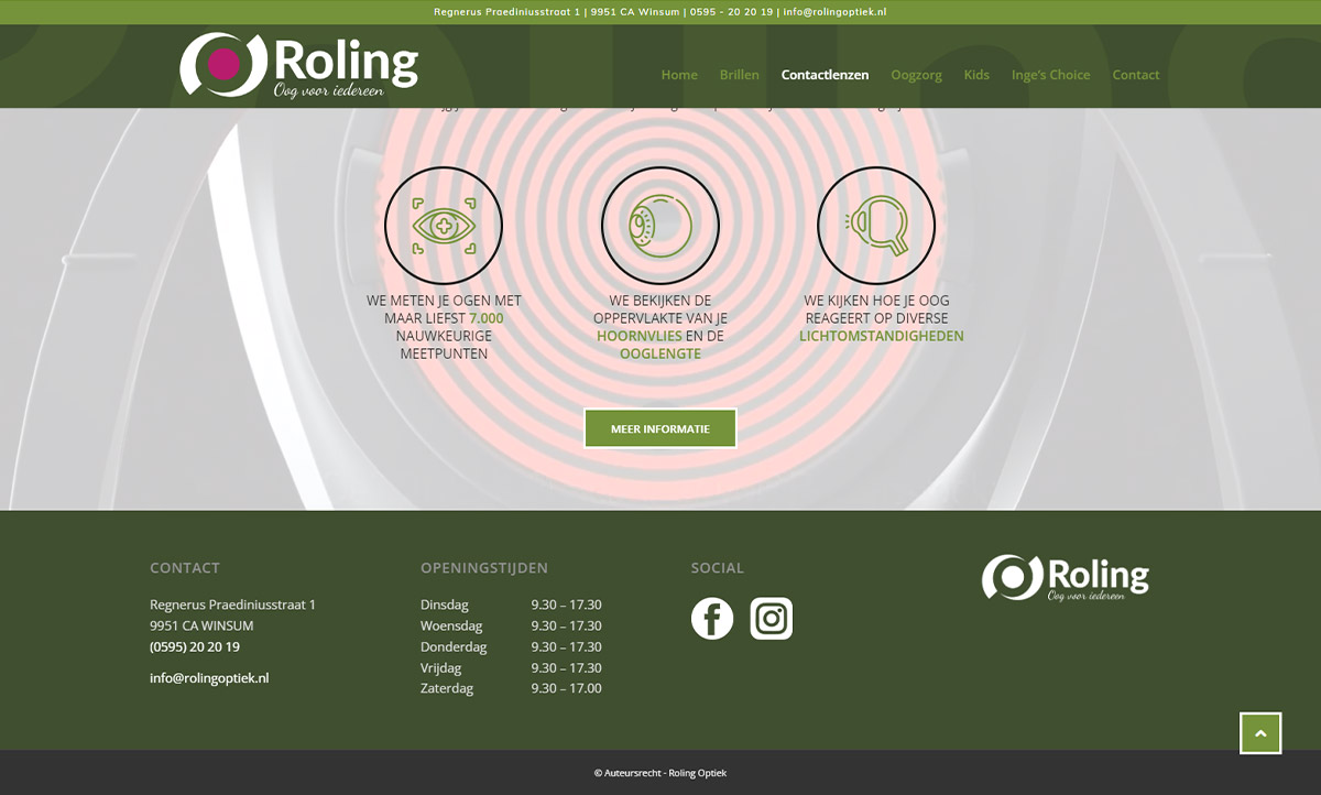 screenshot website Roling Optiek