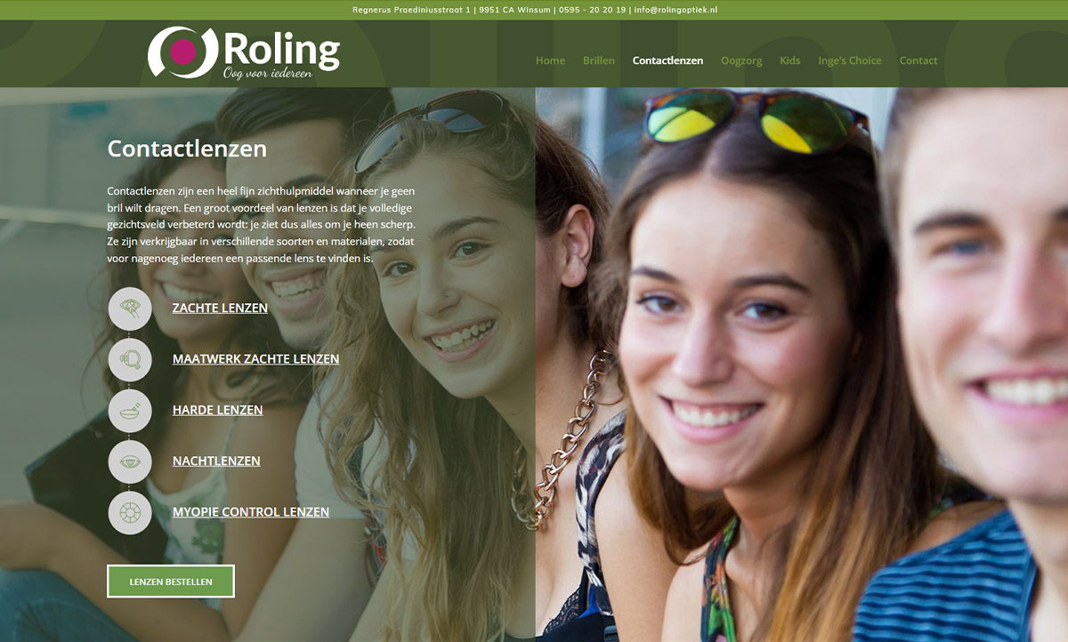 screenshot website Roling Optiek