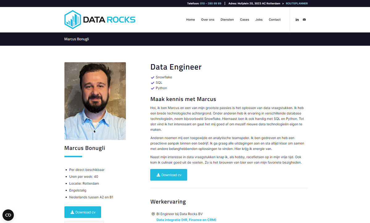screenshot website DataRocks