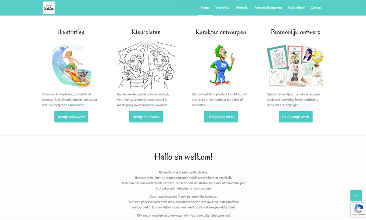 screenshot website Studio Sabine