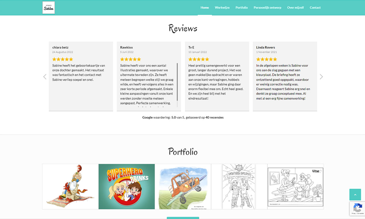 screenshot website Studio Sabine