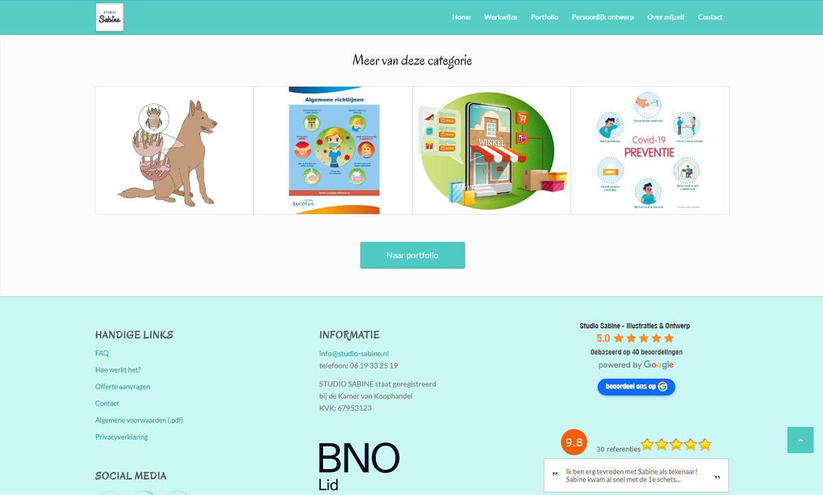 screenshot website Studio Sabine screenshot website Studio Sabine