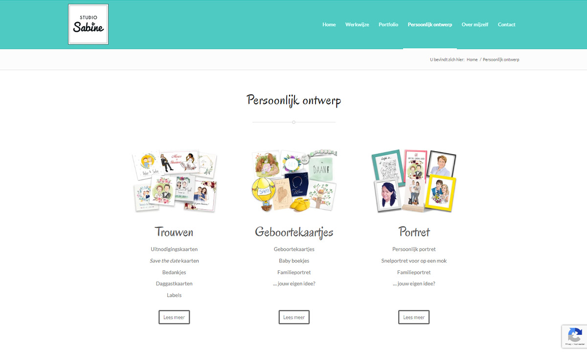 screenshot website Studio Sabine