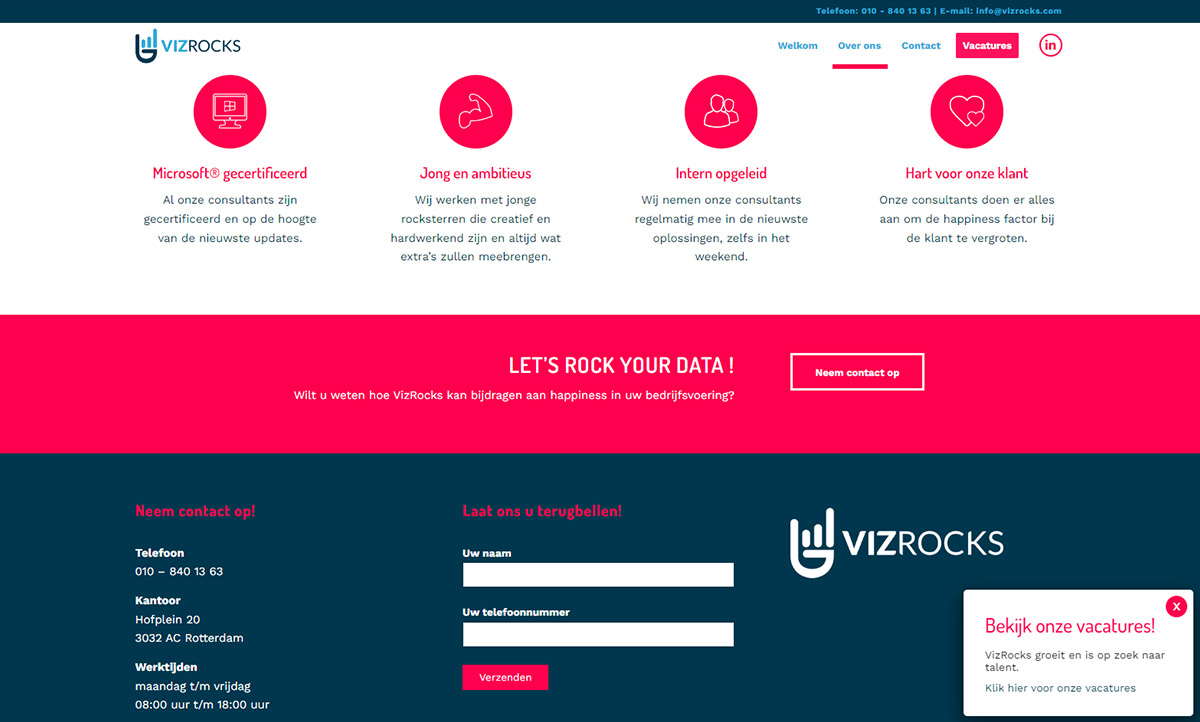 screenshot website VizRocks screenshot website VizRocks