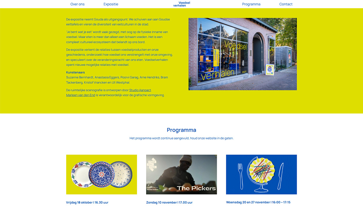 screenshot website Voedselverhalen